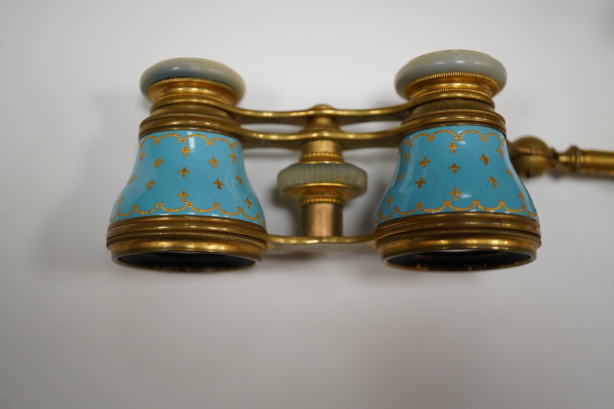 Two 19th century French enamelled opera glasses. Condition - fair